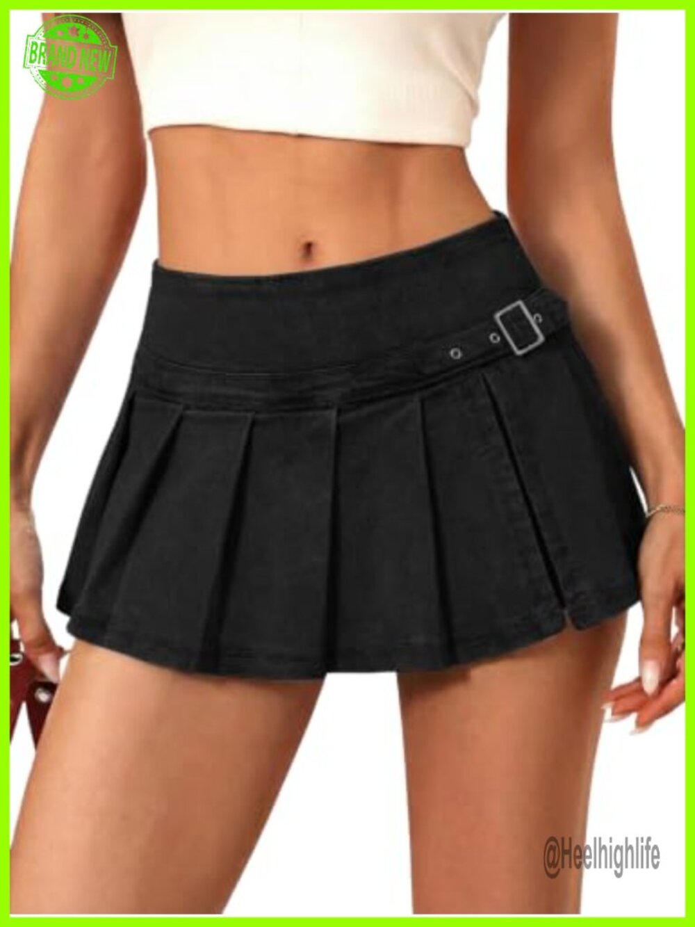 Denim Mini Skort with Built-in Shorts Side Zipper Side Slit Casual Y2k